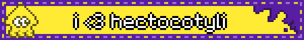 a splatoon themed blinkie that says i love hectocotyli
